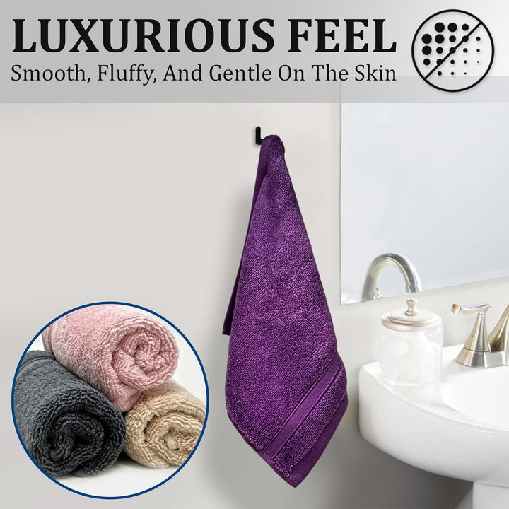 4 Packs Zero Twist Face Cloths 33X33Cm - 100% Cotton Washcloths Absorbent & Super Soft Hotel Quality Towels | Oeko-Tex Certified (4, Plum Purple)