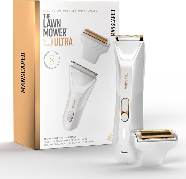 ® the Lawn Mower® 5.0 Ultra Groin & Body Hair Trimmer – Dual-Head Skinsafe® Trimmer & Foil Blades, Waterproof Wet/Dry Groomer, USB-C Rechargeable with Travel Case, Men’S Ball Shaver, Black