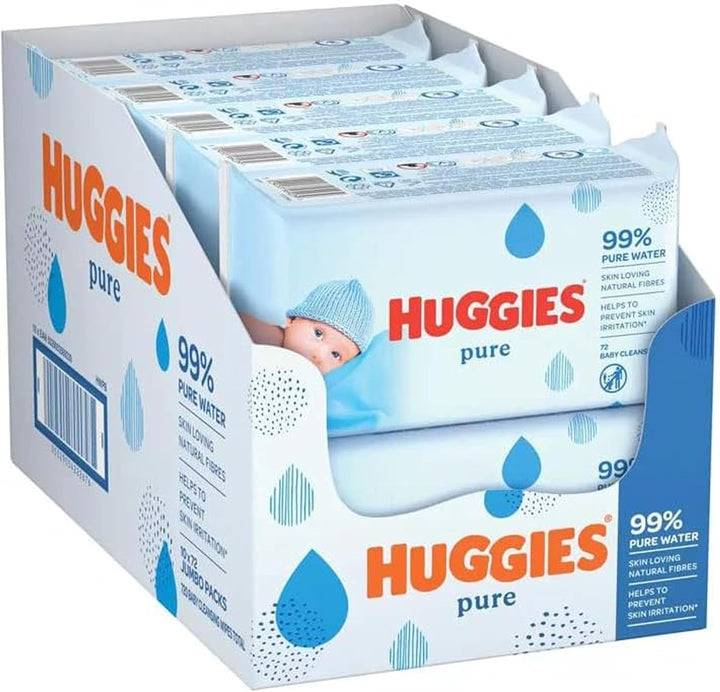 Pure Baby Wipes - Pack of 10 (10 X 72 Packs, Total 720 Wipes)