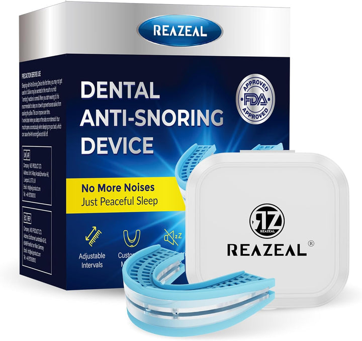 Anti Snoring Devices for Quiet Sleep: Snoring Aids for Men & Women - Adjustable Anti-Snoring Mouthpiece with One Replacement for Travel & Home Use