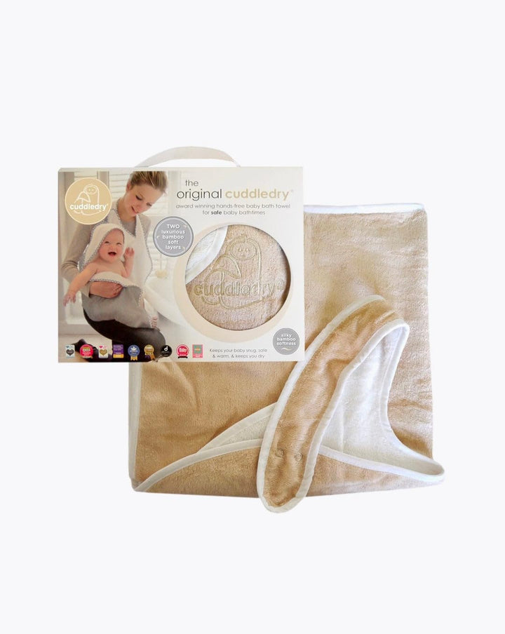 Hands Free Baby Bath Towel | Luxuriously Soft Bamboo & Cotton Hooded Baby Towel | Apron Towel for Safe Babies Bathtime | Perfect Newborn Gift | Oatmeal