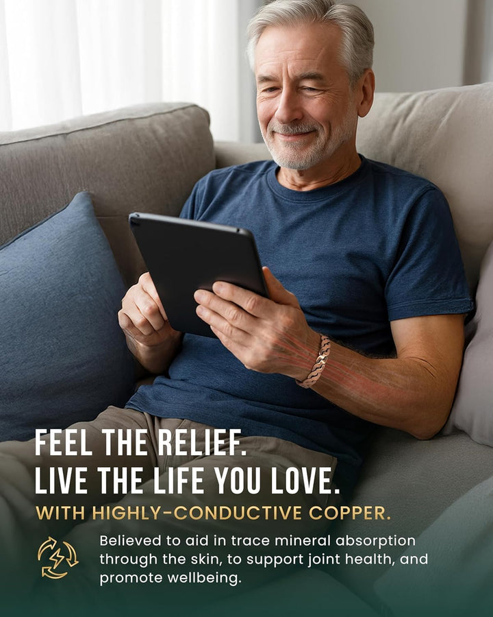 ® Pure Copper Magnetic Bracelet - Magnetic Copper Bracelets for Men - Adjustable Cuff + Gift Box (Twisted Copper)