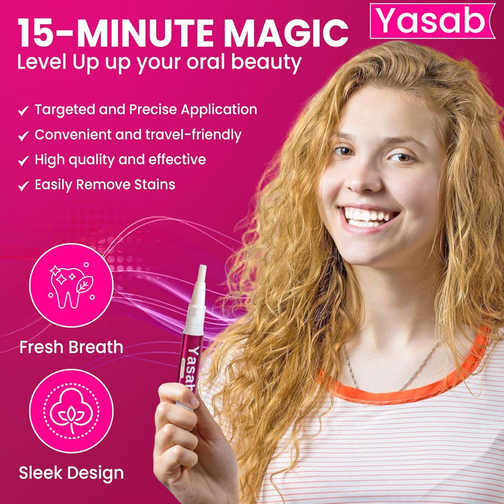 Teeth Whitening Pen - Fast, Easy and Travel-Friendly | Instant Brightening | Enamel Safe Gel | No Sensitivity | Peroxide-Free | Remove Stains | Organic Mint Flavor