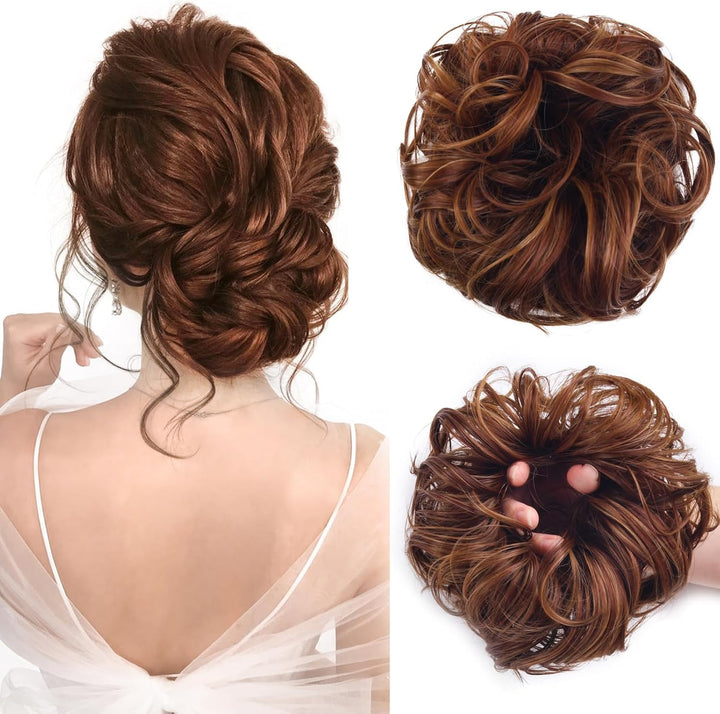 Messy Bun Hair Piece for Women,Curly Wavy Hair Scrunchies Bun Extensions Hairpieces,Synthetic Hair Chignons Accessories Updo for Girls(18/22#,35G)