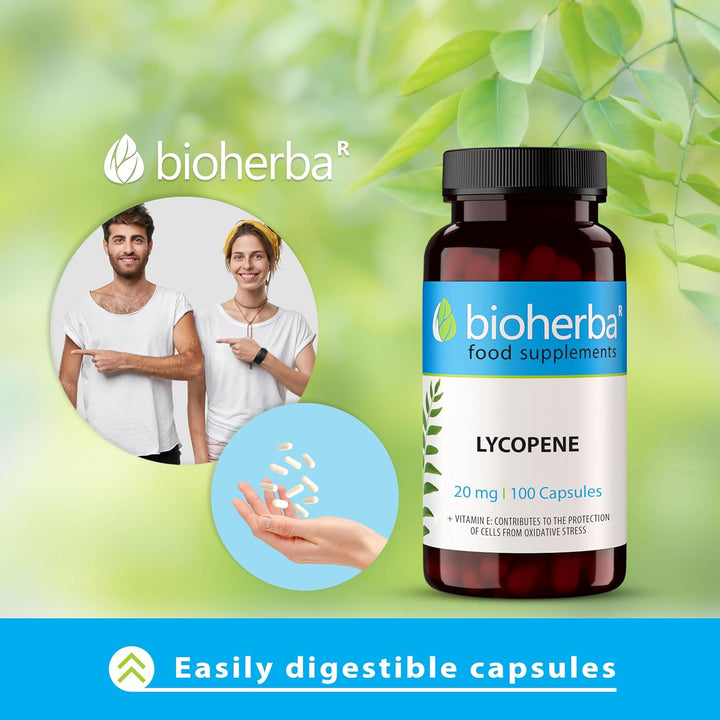 Lycopene 20 Mg – 100 Capsules | Tomato-Derived Supplement with Natural Antioxidant Properties by