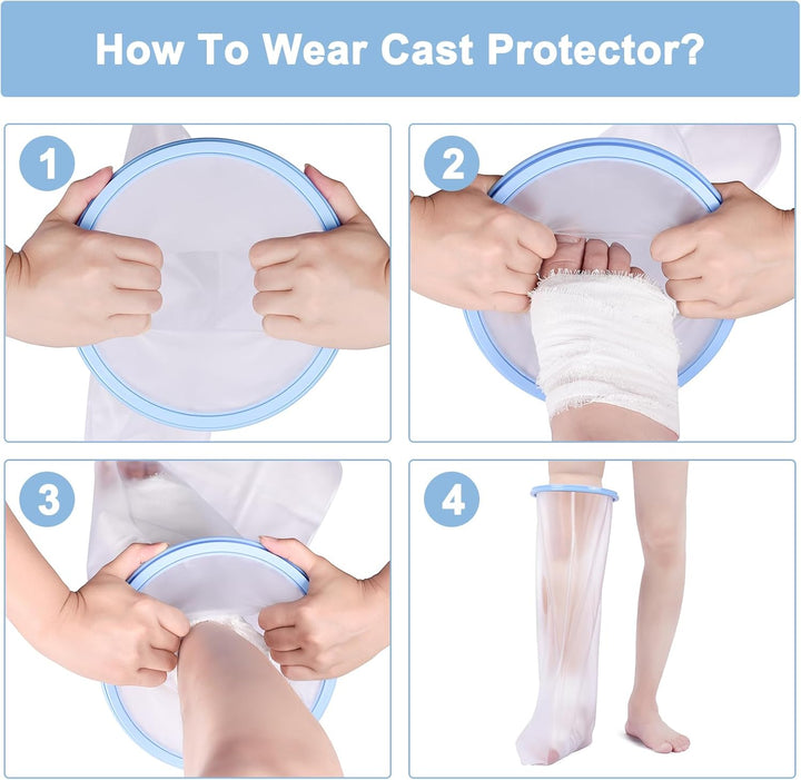Cast Cover Lower Leg for Shower, Reusable Waterproof Cast Protector for Adult Leg, Ankle, Foot, Toe, 100% Watertight Seal Cast Bag Keep Your Cast Dry in the Shower