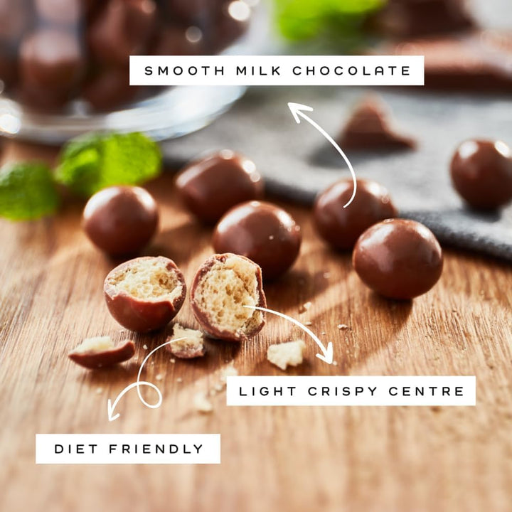 - Chocteaser Balls, Box of 10 Servings - High Protein Cripsy Coated Chocolate Snacks - 166 Calories per Portion, Low in Sugar, Gluten Free, Suitable for Vegetarians