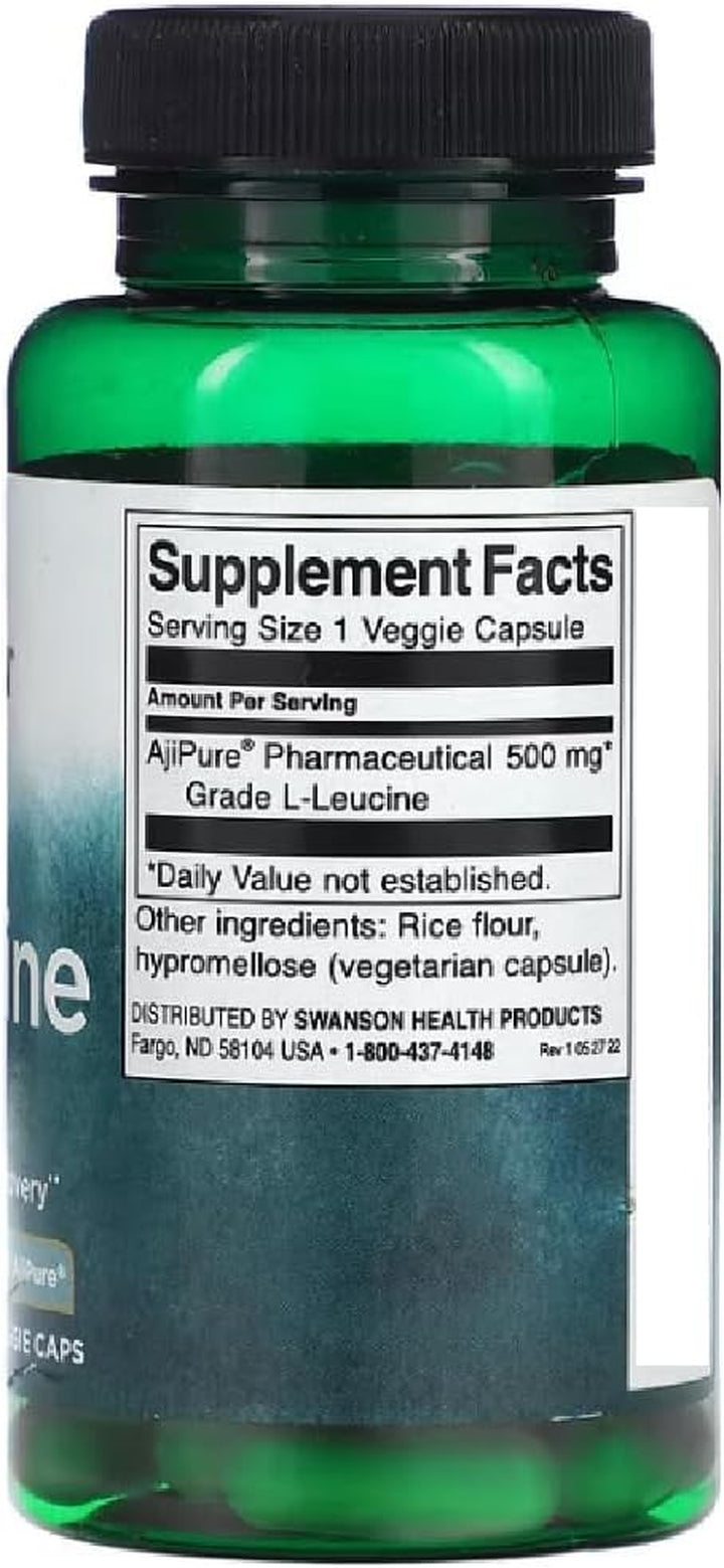 Swanson - Ajipure L-Leucine, 500Mg | Muscle Health and Recovery - 60 Veggie Capsules