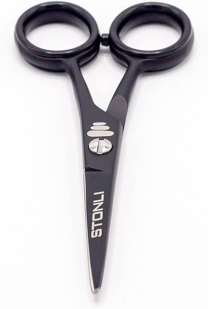 4.5 Inches Beard and Moustache Scissors - Nose Hair Trimming Stainless Steel Scissors, Safety Use for Eyebrows & Ear Hair (Black)