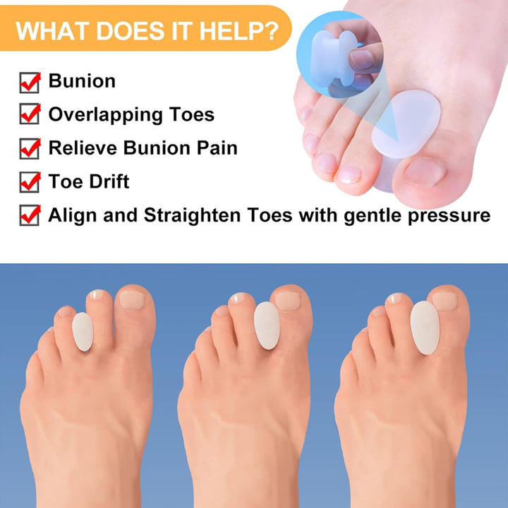 8 PCS Toe Separator, Silicone Toe Spreaders Bunion Gel Toe Spacers Separators, with 3 Sizes for Women Men Toe Pain Relief for Curled Toes and Overlapping Toes, Calluse (2L+4M+2S)