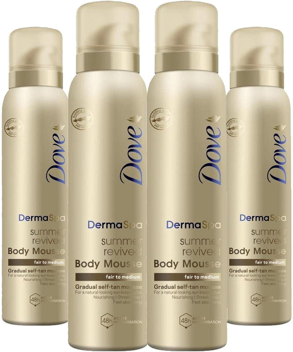 4 Pack of  Dermaspa Summer Revived 48 Hours Active Moisturisation Fair to Medium Body Mousse 150Ml