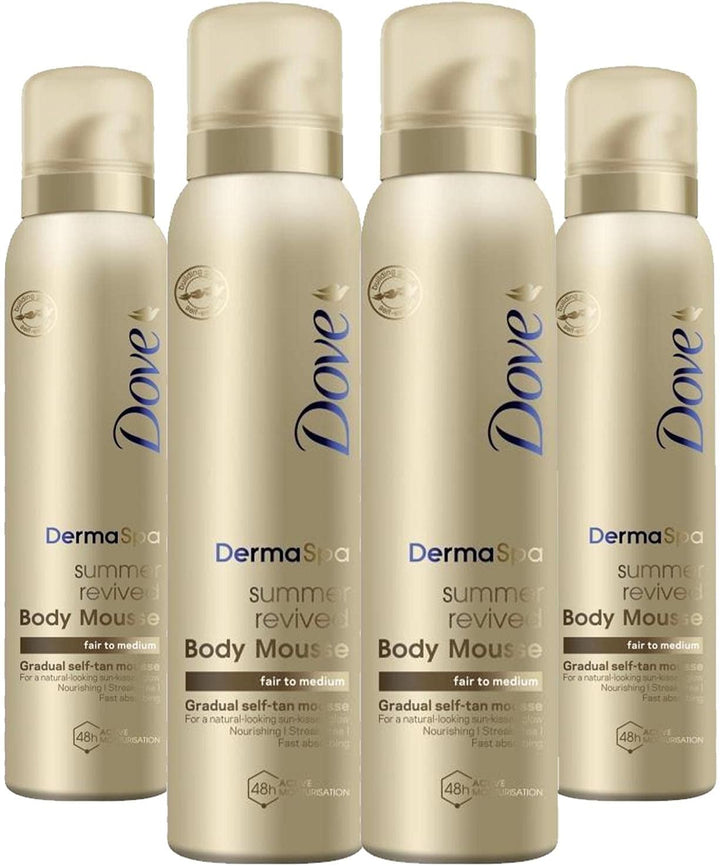 4 Pack of  Dermaspa Summer Revived 48 Hours Active Moisturisation Fair to Medium Body Mousse 150Ml