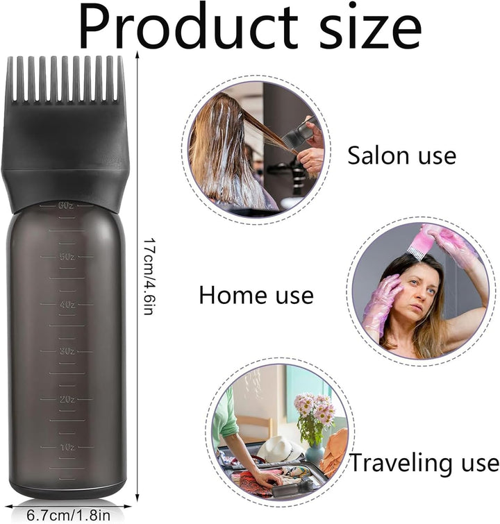 Hair Dye Brush Bottle Hair Root Comb Applicator Bottles Hair Dye Tools Applicator Brush Bottles for Salon (Black)