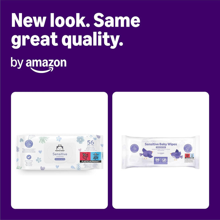 Sensitive Baby Wipes 1008 Wipes, Unscented, 18 Pack of 56, (Previously a Mama Bear Brand, Same Product)