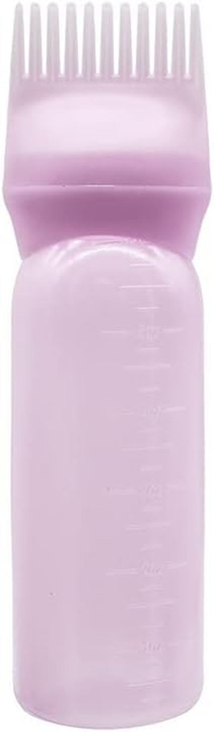 Root Comb Applicator Bottle 6 Ounce, Oil Applicator for Hair Dye, Bottle Applicator Brush with Graduated Scale (Pink)