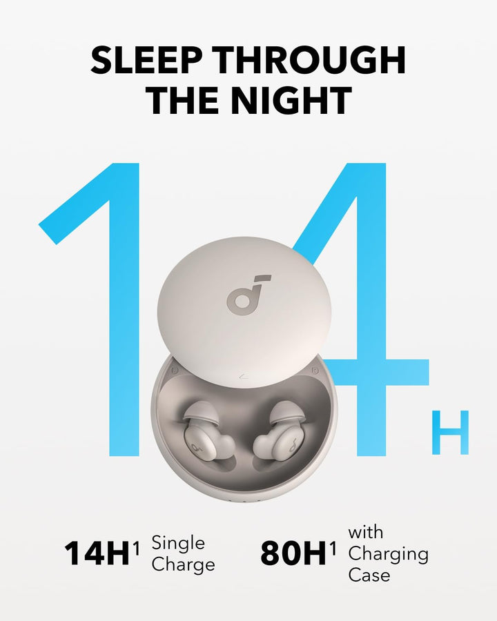 Sleep A20 by  Sleep Earbuds, Noise Blocking Sleep Headphones, Small Design for Side Sleepers, 80H Playtime, Stream Content via Bluetooth 5.3, Personal Alarm