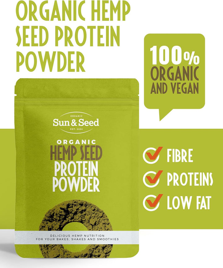 Organic Hemp Seed Protein Powder 300G by  – Raw, Plant-Based Superfood – High Protein, High Fibre, Low Fat – Vegan, Gluten-Free, Omega-3 Rich – EU Grown – Smoothies, Baking, Cooking