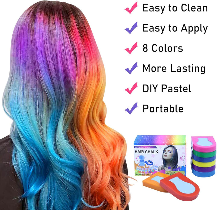 8PCS  Hair Chalk for Girls, Temporary Bright Hair Dye for Girls Women Gifts Washable Hair Chalk for Halloween,Christmas,Makeup,Birthday Party