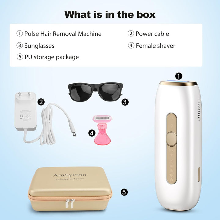 IPL Laser Hair Removal, Sapphire Cooling Painless Laser Hair Removal 1200Nm Hair Removal Laser 3 Modes and 5 Levels of Adjustment Permanent Hair Removal