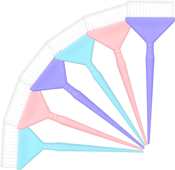 6PCS Tint Brush,Dye Brush, Durable Dye Brushes with Conical Tail, Color Brushes for Perm, Bleaching, Toner, Hairs Dyes Tools, Pink, Purple, Blue