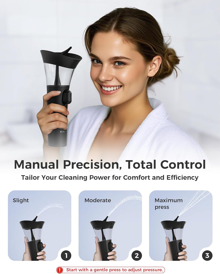 Ear Wax Removal Kit, One-Hand Control Ear Cleaner Earwax Remover, Manual Ear Irrigation Flushing System with 7M Water Pressure & Soft Silicone Tip, Safe Ear Cleaning Tool for Home Use