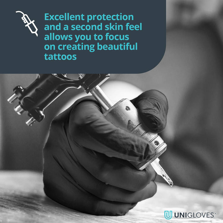 Select Black Latex Gloves - Powder Free Disposable Gloves for Beauty, Piercing and Tattoo Artists - Box of 100 Gloves, Black, Medium (GT0023)