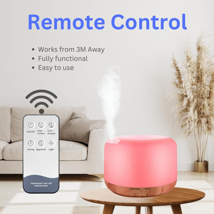 Essential Oil Diffuser 300ML Aromatherapy Ultrasonic Air Vapouriser Oil Diffusers Humidifier Scented Fragrance with Remote, Mist Modes, Automatic off and 7 LED Lights for Home Office Sleep