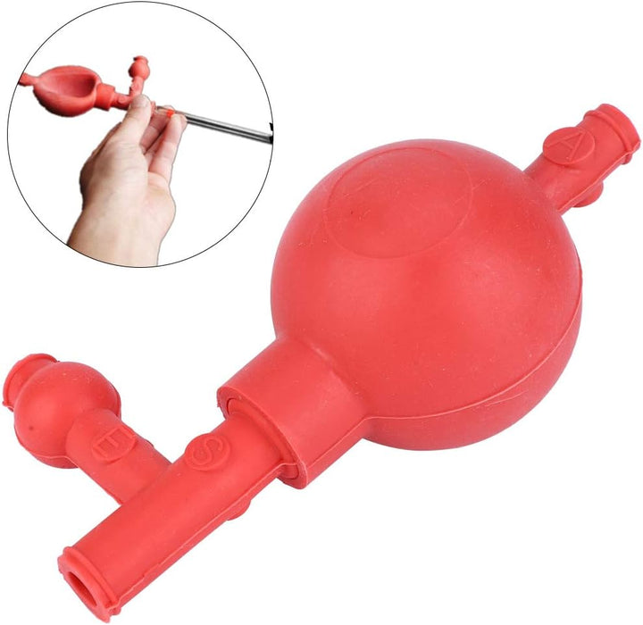 2 Pcs Suction Bulb Quantitative Ear Sucking Washing 3 Way Rubber Bulb for Laboratory Industrial Agricultural Research Food Red