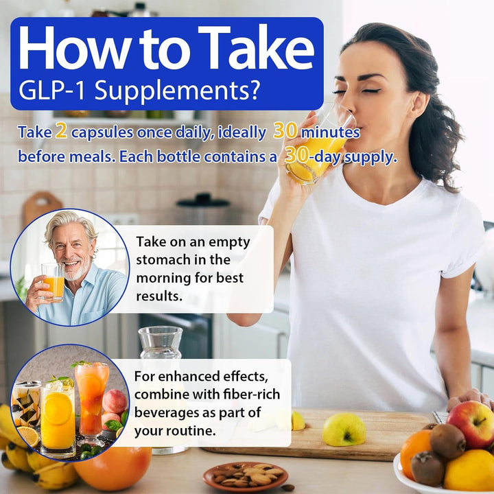 GLP-1 Supplement Weight Loss, GLP-1 Supplement Probiotic for Women & Men, Appetite Suppressant for Weight Loss, Supports Appetite Control, Gut Health, Aids Digestive Wellness
