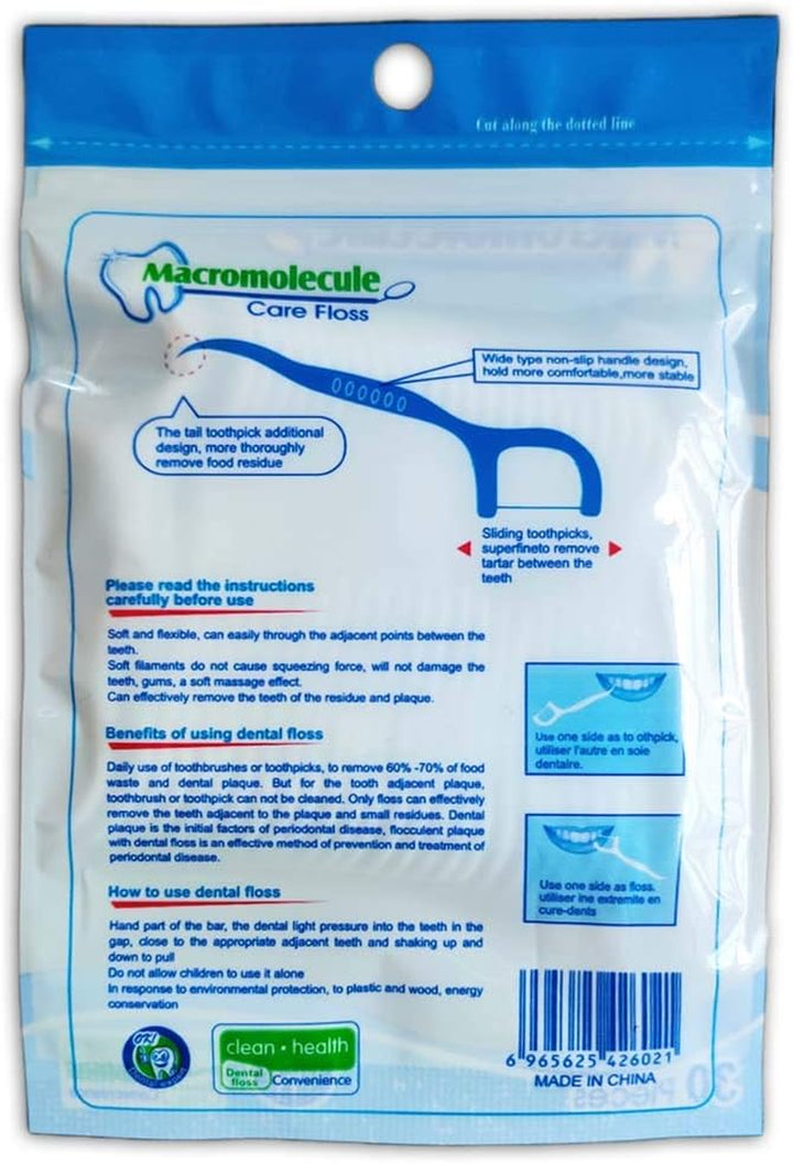Floss Sticks Dental Floss Picks Complete Clean,2 in 1 Dental Toothpick Polyethylene Resistant Dental, Cardamom（30Pcs）
