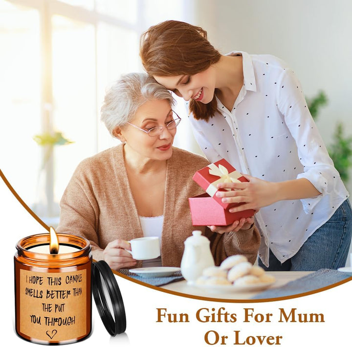 Scented Candles Gifts for Women, Mum, Her, Scented Candles Valentine Gifts, 200G Natural Soy Wax Glass Jar Candle, Funny Valentines Day Christmas Thanksgiving Gift for Mum(English Pear&Freesia)