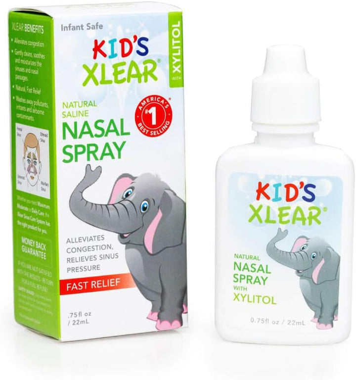 Natural Xylitol Saline Nasal Spray for Kids - Daily Decongestant, Nose Moisturizer, 0.75 Fl Oz (Pack of 1)