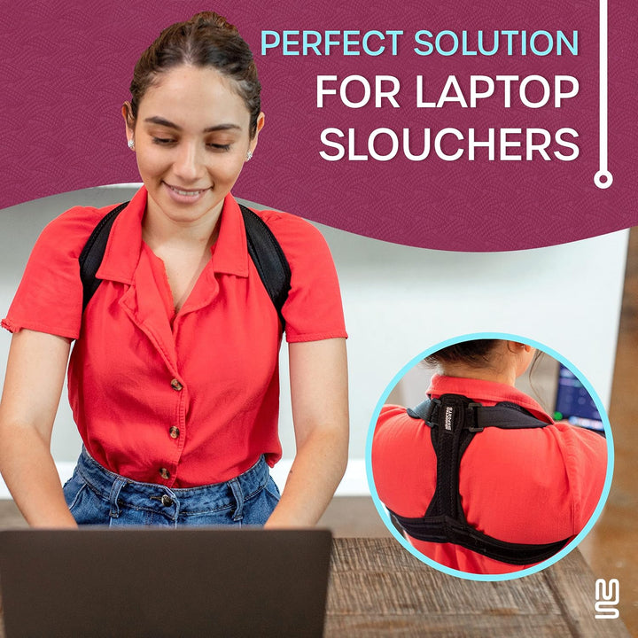 Back Brace Posture Corrector – Large, Upper Back Support Posture Brace for Men and Women - Unisex, Shoulder and Spine Support for Physical Therapy – Black