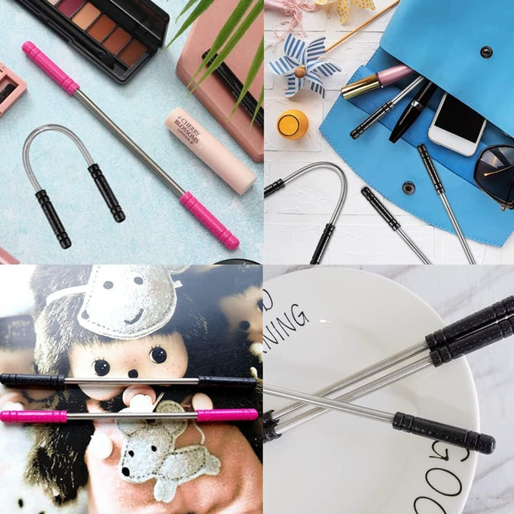 6Pcs Spring Facial Hair Removers Spring Eyebrow Face Epilators Eyebrow Threading Tools Threading Hair Removals for Women (Black and Pink)