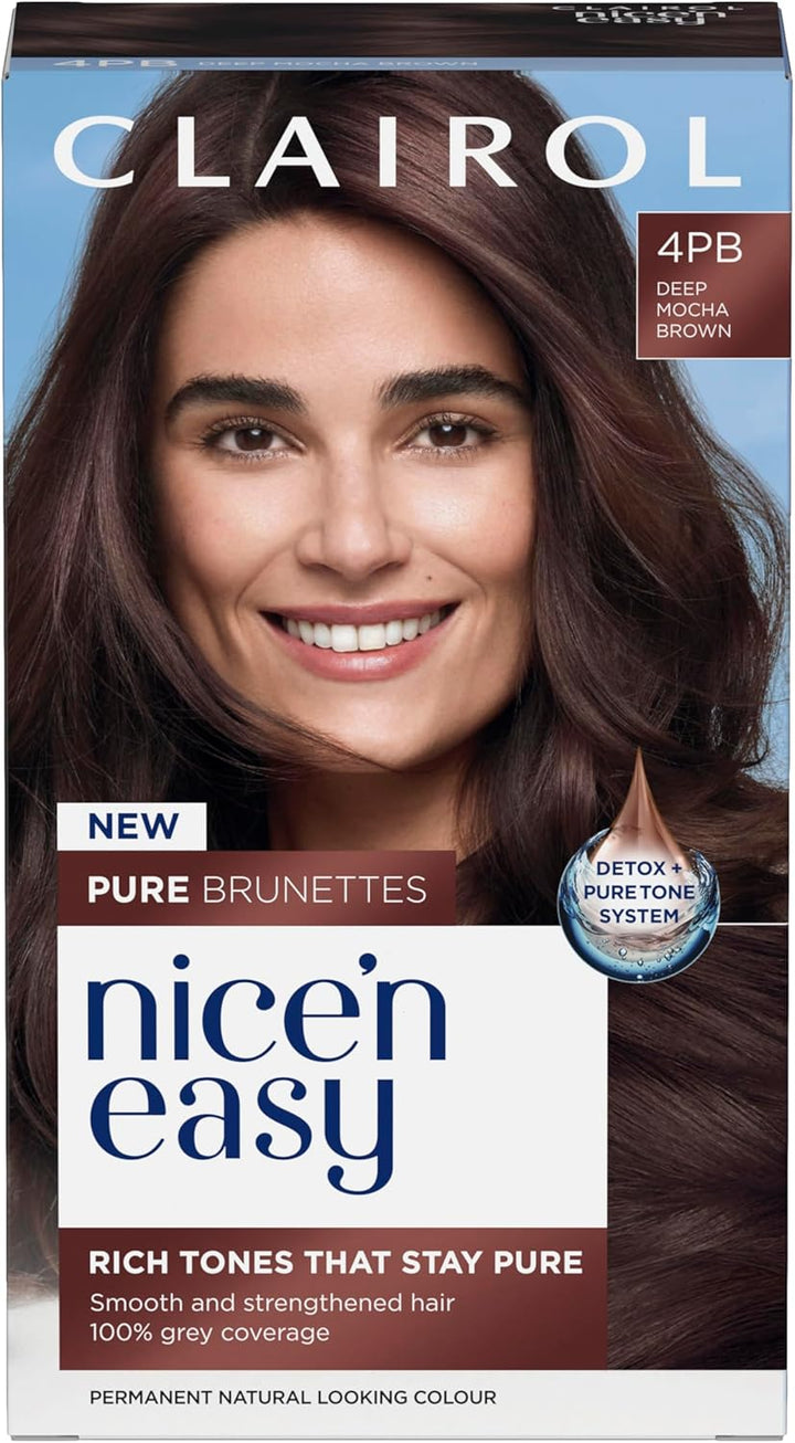 Nice N’ Easy Pure Brunettes Hair Colour | Pure and Rich Brown Tones | Smooth, Natural Hair Colour | with Pre-Colour Serum | 100% Grey Coverage | 6.5PB Lightest Latte Brown| Permanent Hair Dye