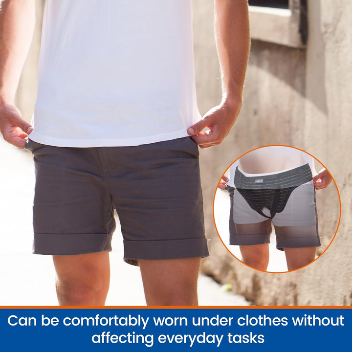 Hernia Belt for Men and Women, Hernia Support Truss for Double Inguinal, Pain Relief Recovery, Adjustable Waist Strap with 2 Removable Medical Compression Pads（Medium, 35-41''）