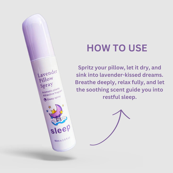 Sleep Spray with Lavender – Relaxing Pillow & Linen Mist for Deep Sleep – Calming Room Spray with Essential Oils – Natural Aromatherapy for Adults – 80Ml