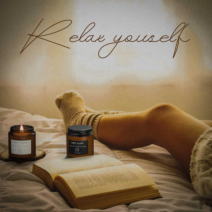 Sleep Candles Gifts for Women, Lavender Scented Candles Gift Set for Anxiety, Lavender Promotes Sleep, Chamomile Relieves Stress, Relaxation Gifts for Women