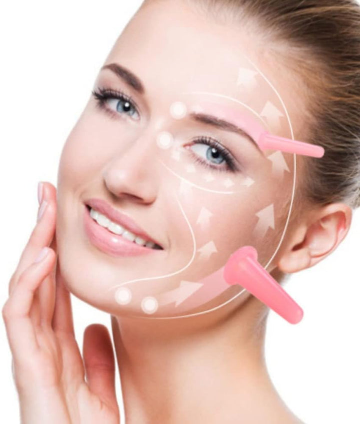 4 Pcs Silicone Facial Cupping Therapy Set Vacuum Massage Cup Kit Body Cupping Cup Set for Face Neck Back Eyes Massage Vacuum Cans Suction anti Cellulite Massager Health Care (Pink)