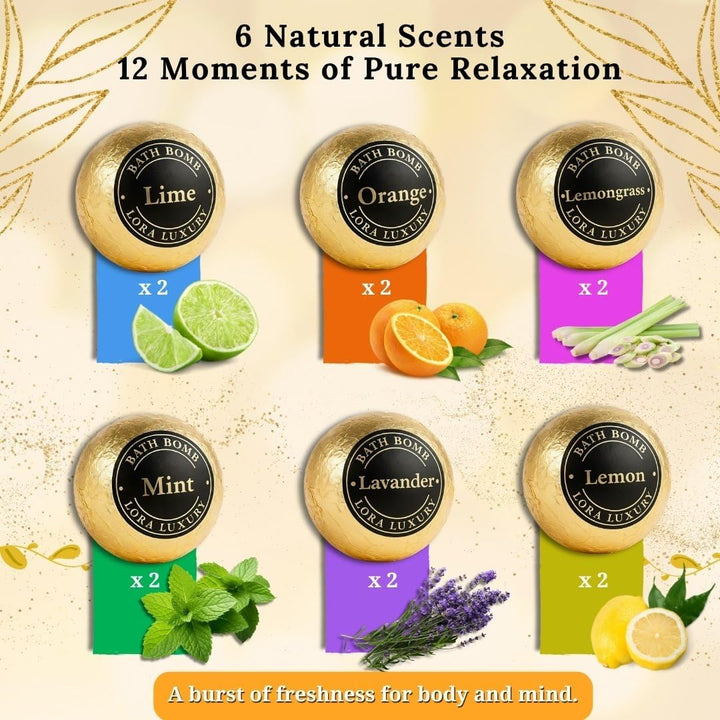 Bath Bombs - Gift Set - Shea & Coco Butter -12 Bubble Bath with Esential Oil -Natural Ingredients -