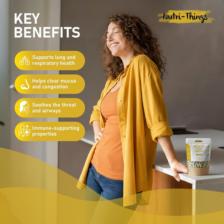 Mullein Leaf Extract Capsules 5000Mg Equivalent | Vegan Lung Cleanse & Respiratory Support | Clears Mucus & Congestion | Soothes Throat | Lung Health & Detox for Smokers | 60 Capsules