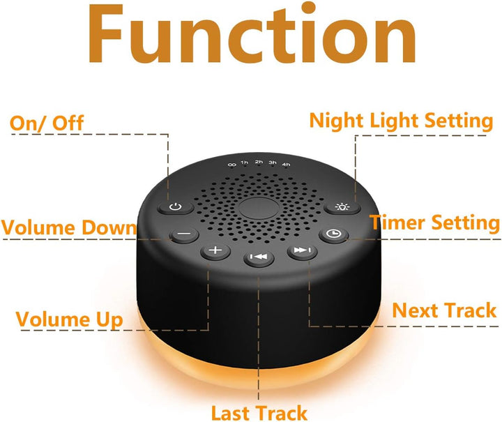 White Noise Machine  Sleep Sound Machine 25 Sounds 5 Timer 32 Volume Baby Kids Adults for Sleeping with 4 Adjustable Brightness