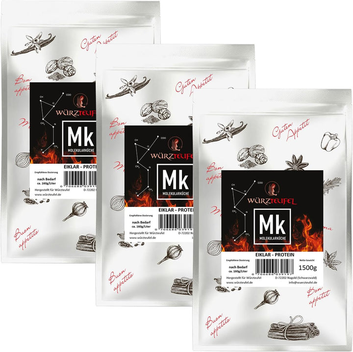 Egg Protein, Egg - Protein, Egg Protein, Pure Chicken Protein 100% Natural, from Soil Husbandry. 3 XL Bags 1500 G Each (4.5 Kg)