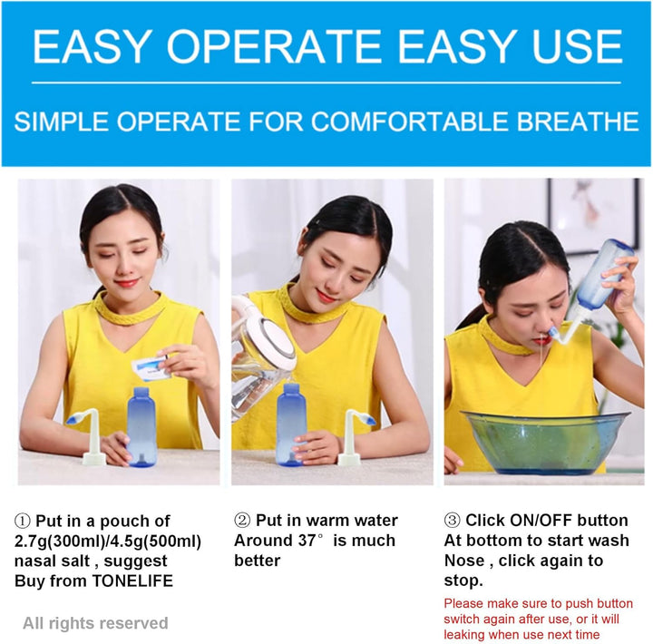 Neti Pot,Sinus Rinse Kit + 40Packets Nasal Salt+ Moisturizing Nasal Sprayer- Neti Pot Sinus Rinse -Sinus Rinse-300Ml Nasal Rinse Kit with Sinus Rinse Sachets Travel Bag for Adult Kids