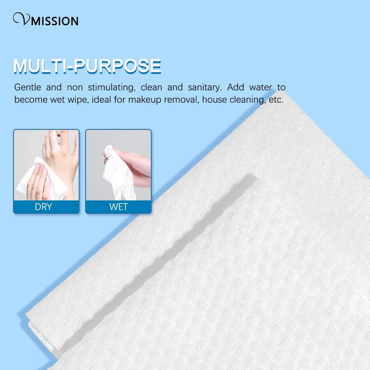 Face Towel 120 Counts, Cotton Tissue Dry Face Wipes for Women, Unscented and Ultra Soft Disposable Face Towel, Cotton Dry Baby Wipes , Make up Removing Thickening for Sensitive Skin 20X20Cm
