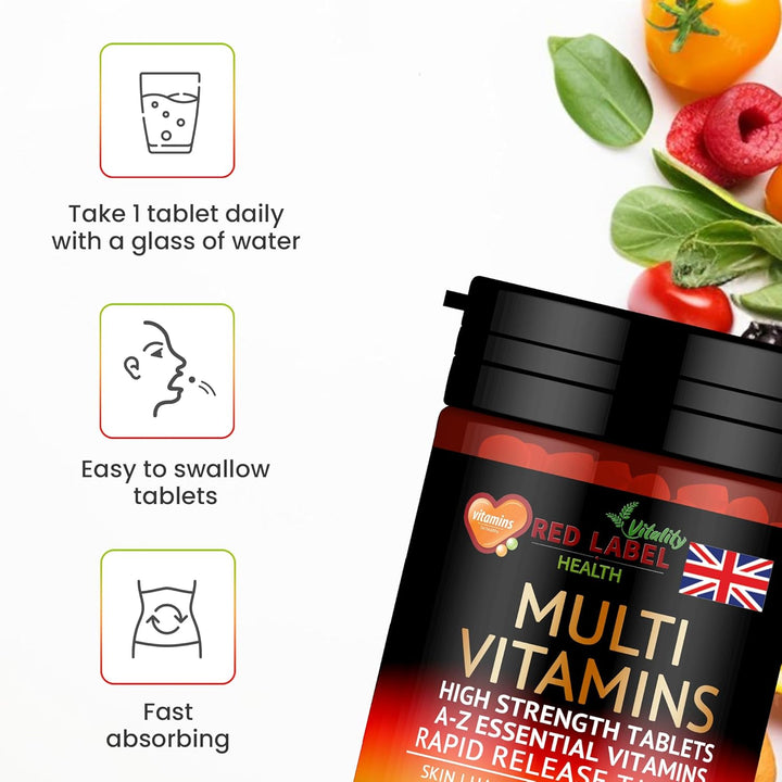 Multivitamin 180 Tablets (6 Months Supply) for Men & Women High Strength Multi Vitamins Supplement for Immune Support & Wellbeing, One a Day Multivitamins