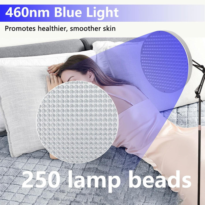 Tanning Lamp, 50W Sun Lamp with 460Nm Blue Light & 250 Leds, Portable Face Tanning Lamp with Adjustable Stand for Body and Face Light Therapy at Home