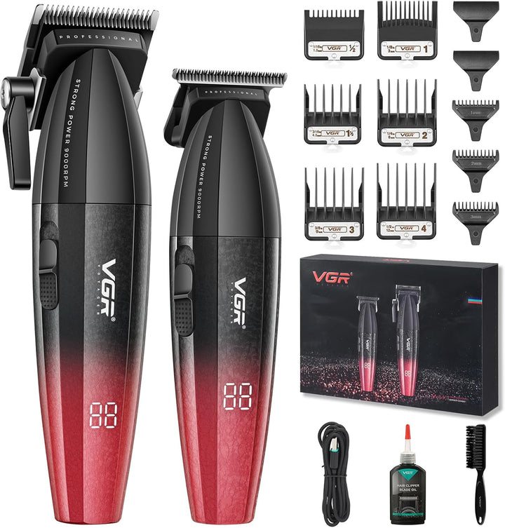 640 Professional Hair Clippers for Men, Cordless Barber Clippers and Trimmers Set, Zero Gap T-Blade Hair Cutting Kit, DLC Coated Ceramic Blade Premium Gift Barber Kit with LED Display(Black)