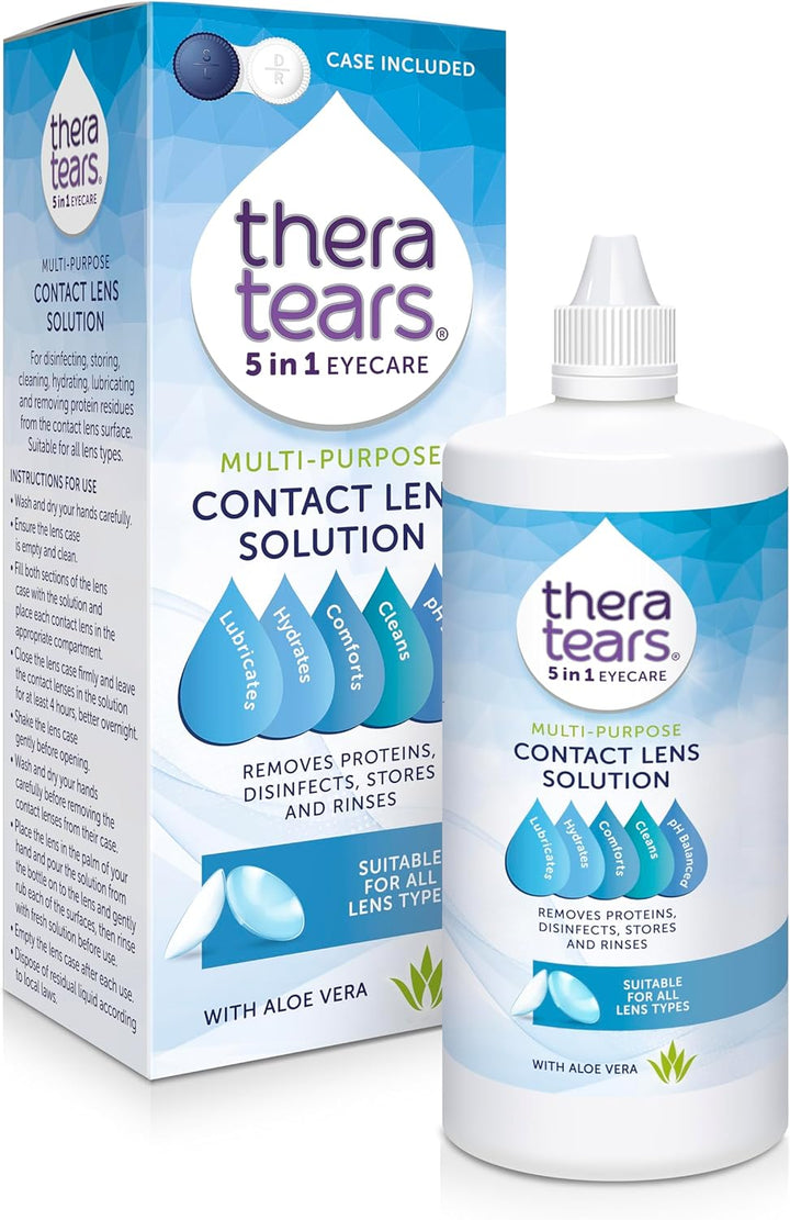 Multi-Purpose Contact Lens Solution 360Ml/Cleans, Disinfects, Lubricates and Hydrates Your Contact Lenses/Added Aloe Vera Known to Soothe and Refresh/Suitable for All Lens Types