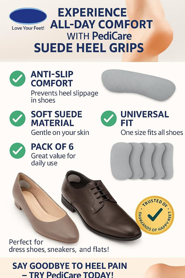 Shoe Heel Grips 6 Pack Suede Mens Ladies One Size Fits All Foot Care Comfortable (Heel Grips)